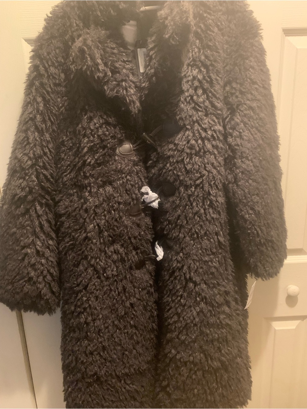 Boohoo Black Faux-Shearling Teddy Toggle Coat open to offers